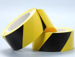 Negru galben Pvc etaj marca de bandă adezivă PVC